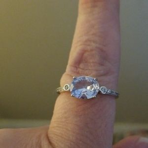 Real silver and aquamarine ring